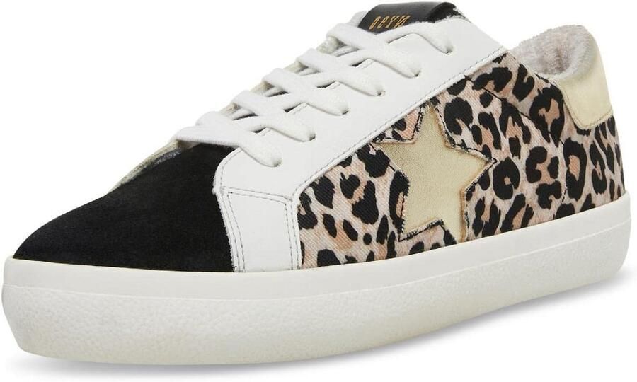 Dames Sneakers met Leopard Print en Ster Decoratie