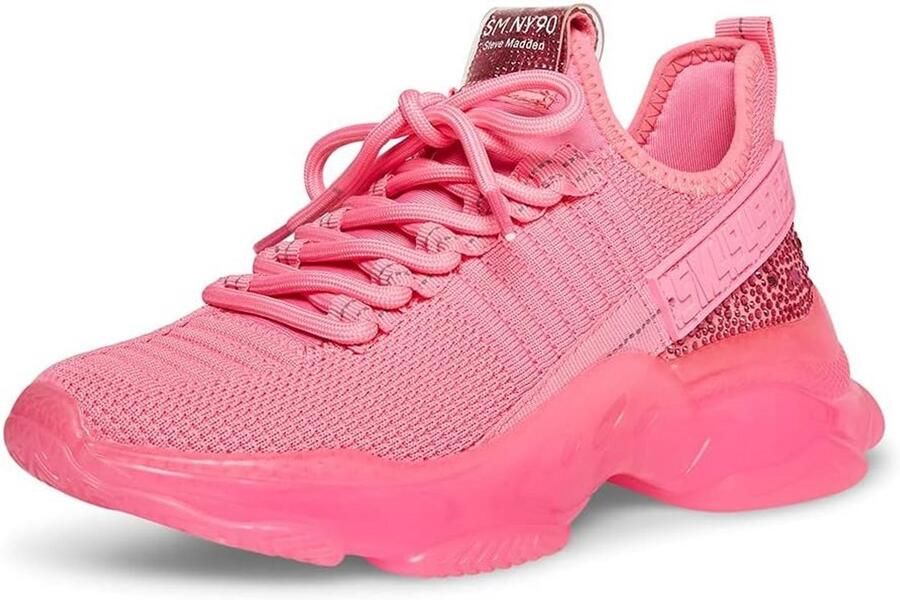 Dames Sneaker Maxima met Textuur en Strass Details Comfortabele Witte Zwarte Sportschoen