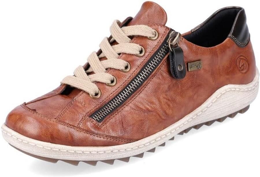 Dames Sneakers Leren Veterlaarsjes met Rits in Luchtblauw