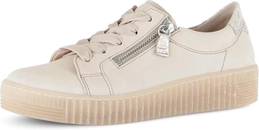 Dames Sneaker van Leer met Plateauzool en Brede Veters