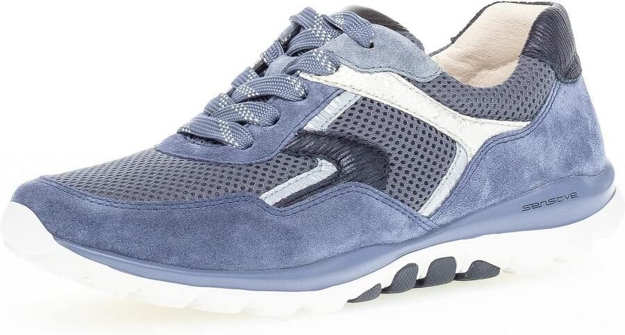 Dames sneaker van suède met uitneembaar voetbed en loopzool