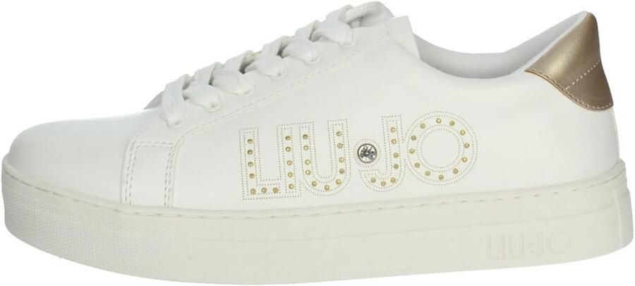 Dames Sneaker Wit Goud Comfortabele Lage Sneakers van Ecopelle