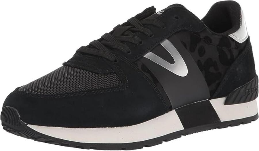 Dames Sneaker Zwart Luipaard Veterschoen Comfortabele Sportieve Klassieker