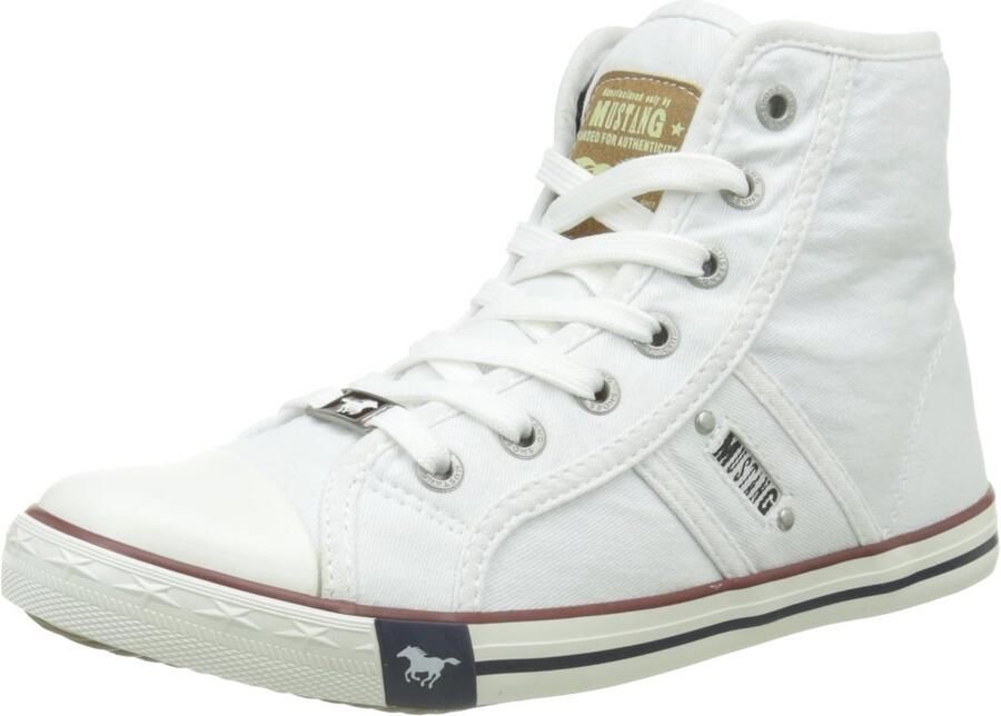 Dames Sneakers Hoog Wit Met Veters en Rits