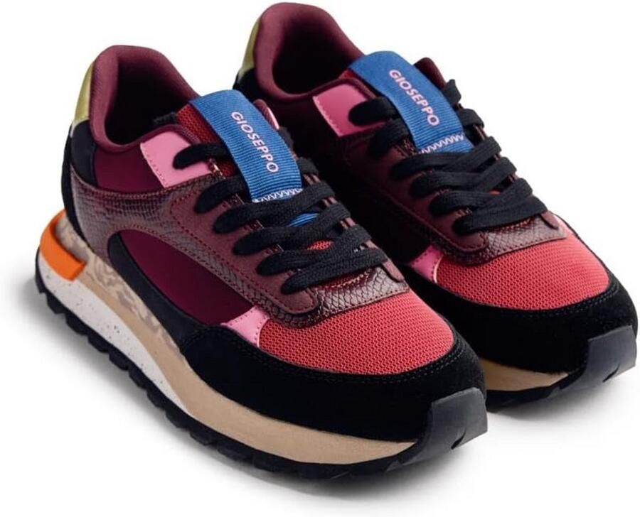 Dames Sneakers Leer en Mesh met Slangendetail Comfortabele Platform Sportschoenen