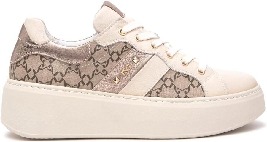 Dames Sneakers Wit Leer Lente Zomer Rubberen Zool Gemaakt in Italië