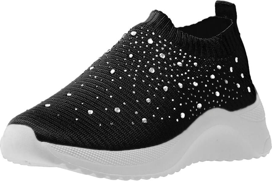 Dames Sneakers Loopschoenen Casual Dagelijks Gebruik Strass Decoratie Mosterdgeel Zwart