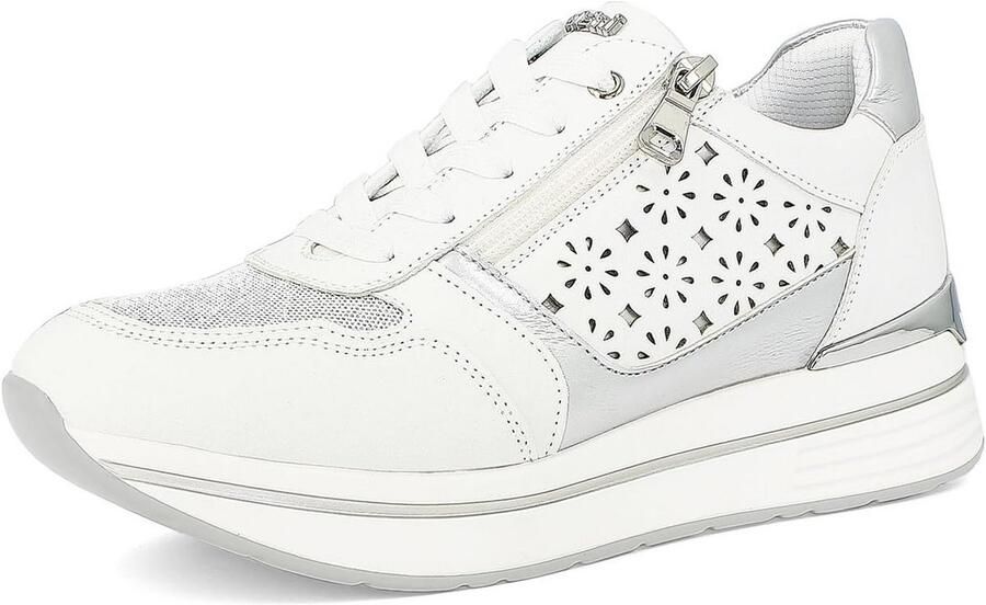 Dames Sneakers met Bloemenprint Trendy Gymschoenen met Rits en Veters t m