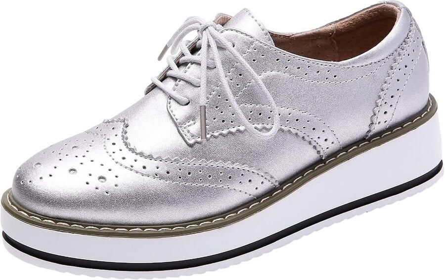 Dames Sneakers met Plateauzool en Vetering Casual Britse Stijl Creeper Schoenen