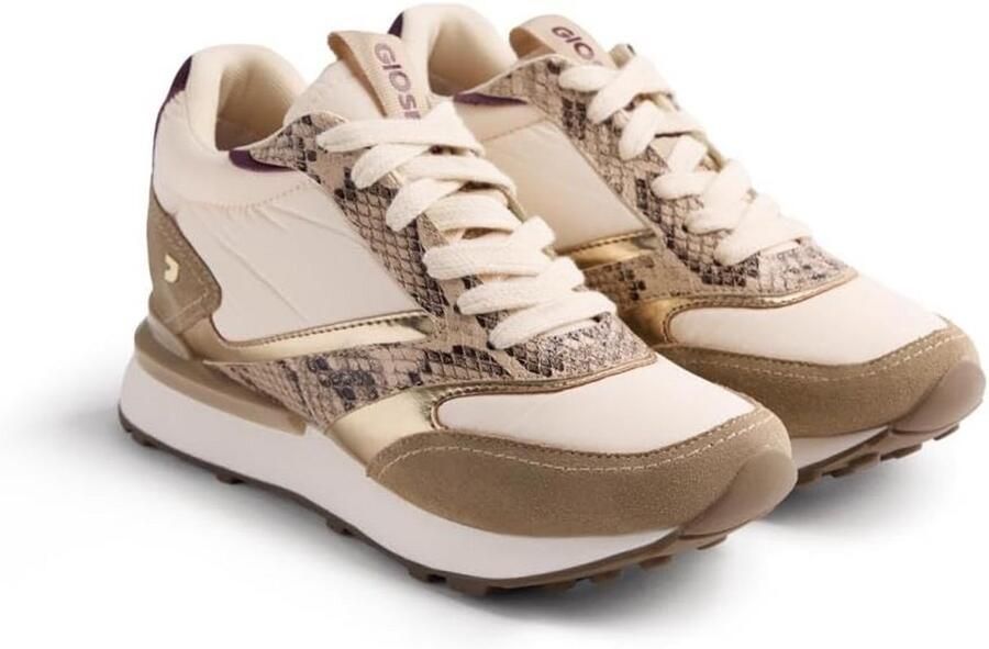 Dames Sneakers met Slangenprint en Verborgen Sleehak Comfortabel Leer