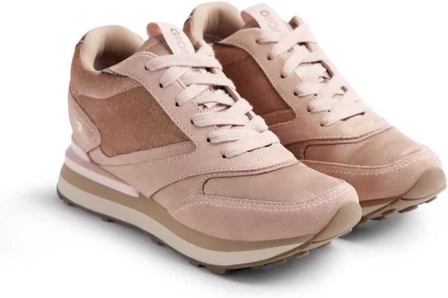 Dames Sneakers met Sleehak Comfortabele Sportschoenen van Leer en Suède