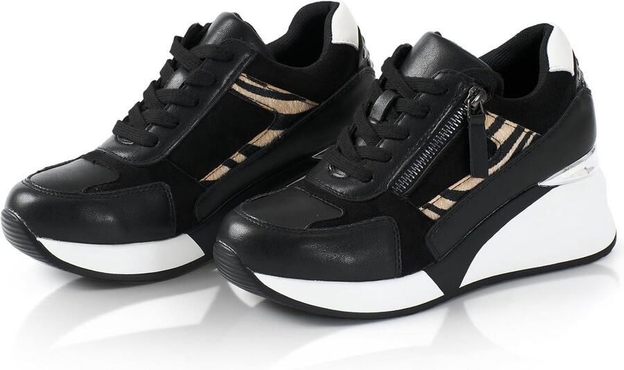 Dames Sneakers met Sleehak en Tijgerprint Casual Plateauzolen