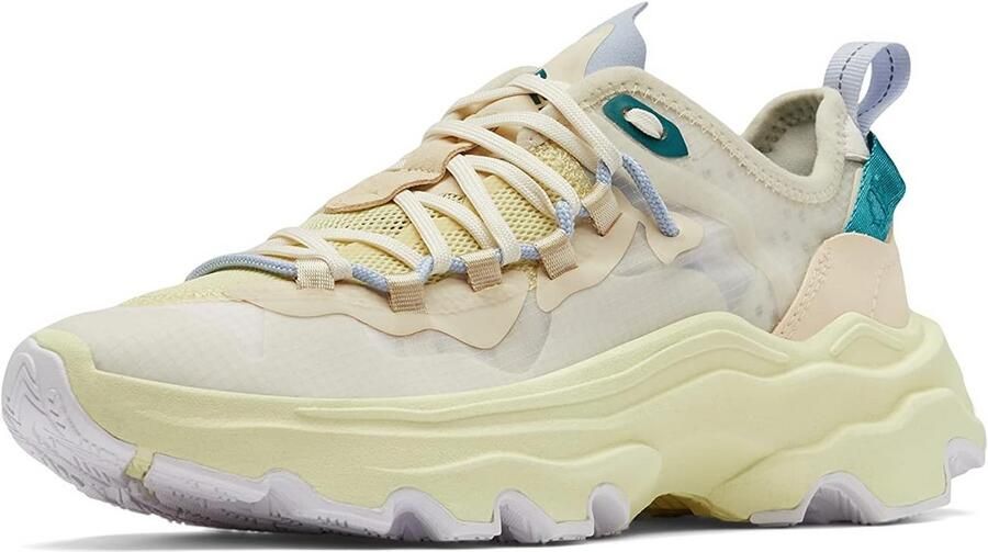 Dames Sneakers met Witte Basis en Felle Details Comfortabele Lace-Up Sportschoenen