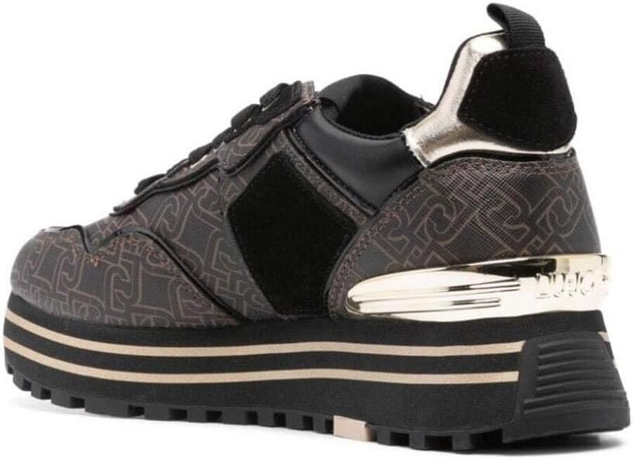 Dames Sneakers Plateauzool Zwart Glitter en Suède Comfortabele Sportschoenen