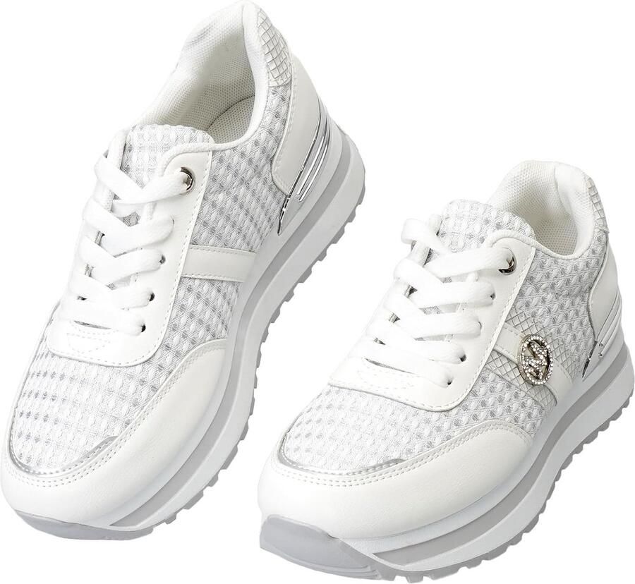 Dames sneakers platform schoenen comfortabele sleehak licht ademend mesh ideaal voor casual wandelen ShopVlot