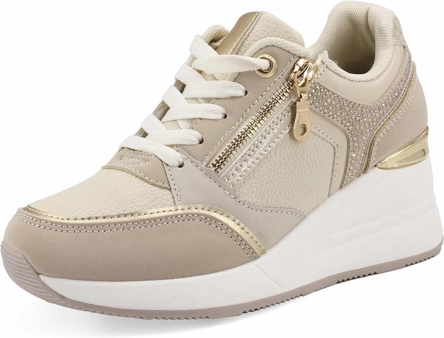 Dames Sneakers Sleehak met Rits Comfortabele en Waterdichte Wandelschoenen voor Buiten