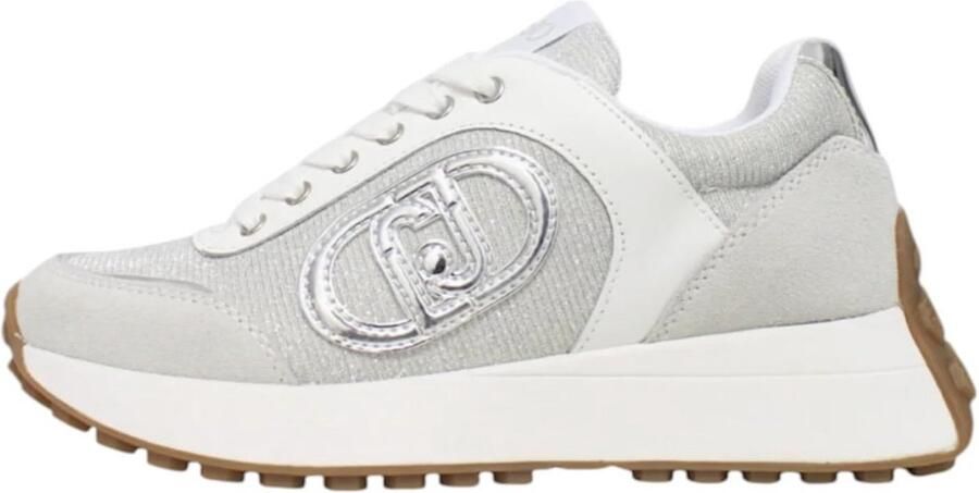 Dames Sneakers Textiel Wit Laag Model Sportschoenen met Vetersluiting