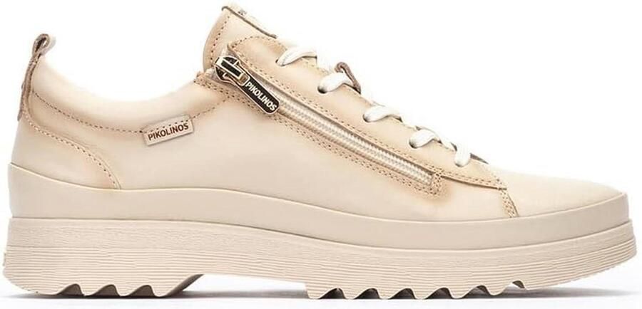 Dames sneakers van glad leder met veters en ritssluiting