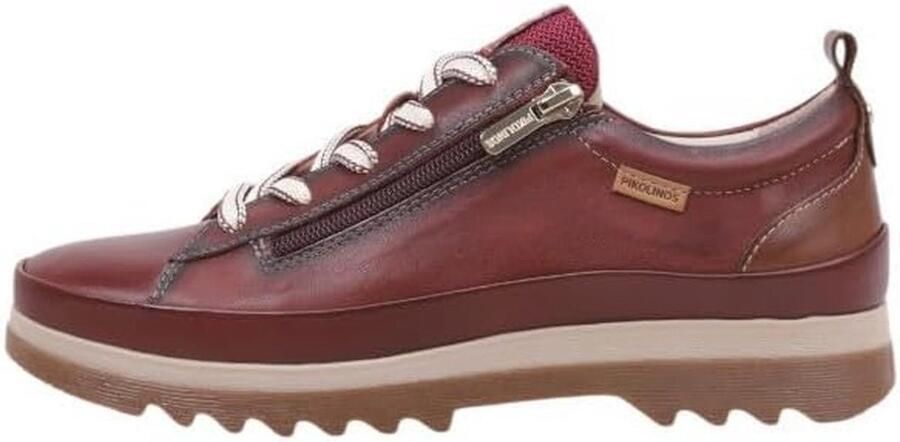 Dames Sneakers van Glad Leder met Veters en Ritssluiting