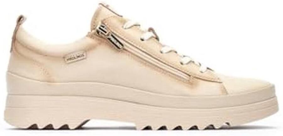 Dames Sneakers van Glad Leer met Veters en Zijrits