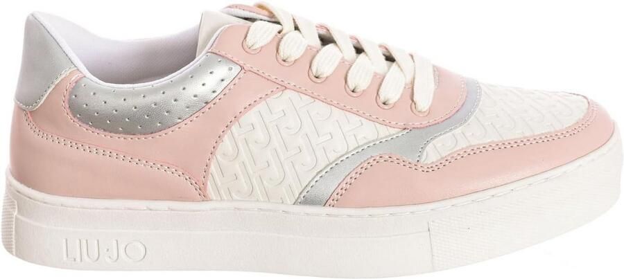 Dames sneakers van kunstleer in roze laag model
