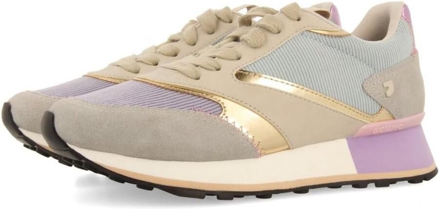 Dames Sneakers van Leer en Corduroy met Plateauzool