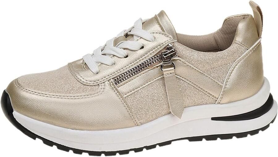 Dames Sneakers Wandelschoenen Comfort Vrijetijds Sport Brede Pasvorm Rits Plateau Zool Wit Suède