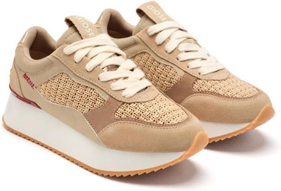 Dames Sneakers Wit met Texturen en Dubbele Zool