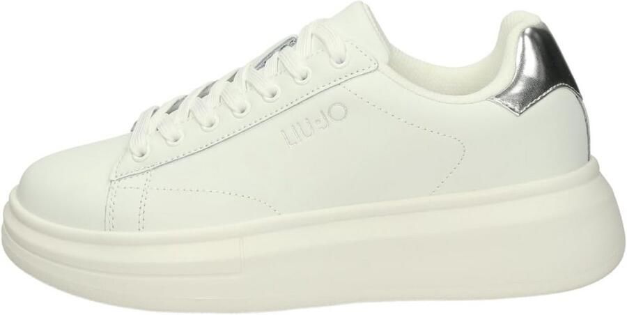 Dames Sneakers Wit met Zilveren Details Leren Fashion Sneaker