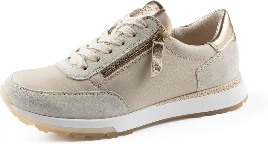 Dames Sneakers Wit Beige Lage Instapper Comfortabele Leer Kwaliteit