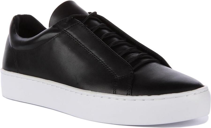 Dames Sneakers Zwart Leer Comfortabele Lage Sportschoenen