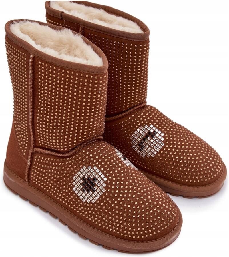 Dames Sneeuwlaarzen Hoge Camel met Oogjes