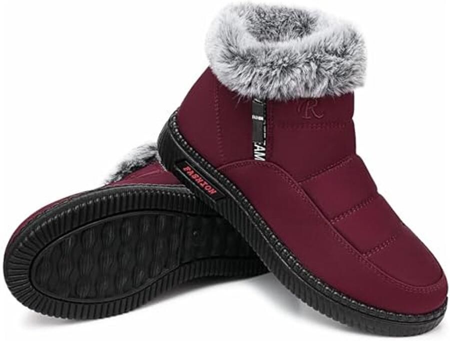 Dames sneeuwlaarzen Winter gevoerd met bont licht en warm antislip enkellaarsjes