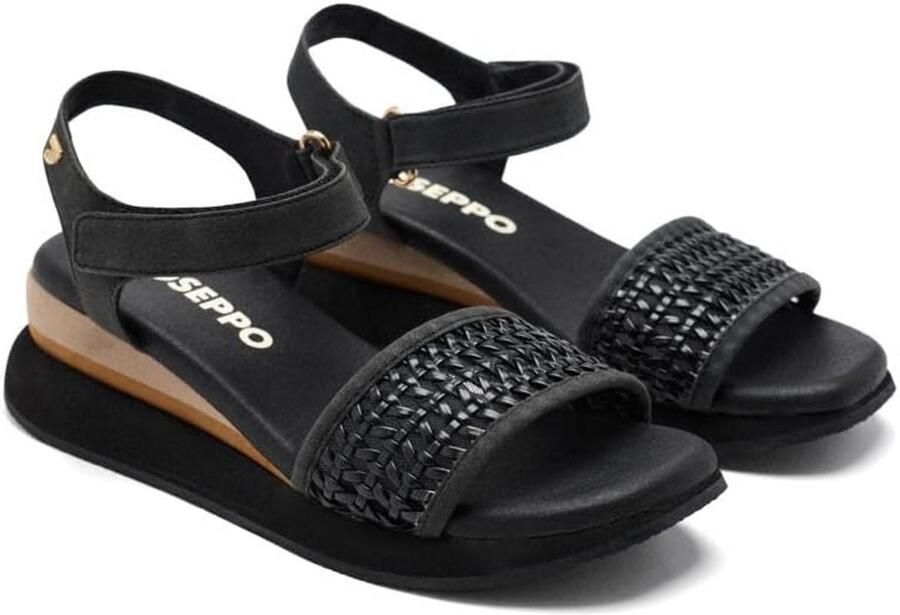 Dames Sportieve Sandaal met Vlechtpatroon en Sleehak