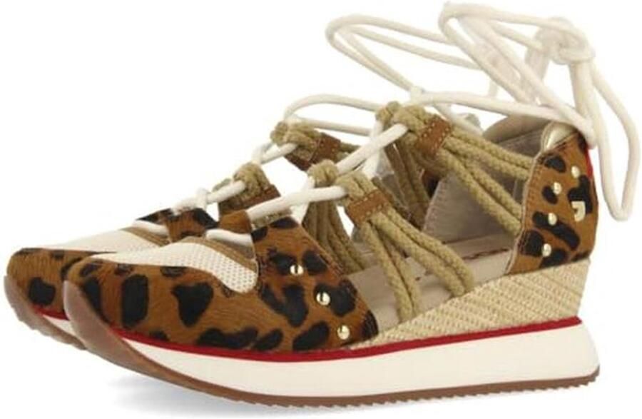 Dames Sportsandaal met Luipaardpatroon en Gevlochten Riemen