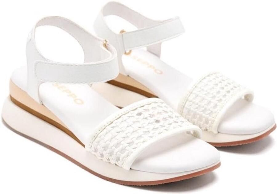 Dames sportsandalen met vlechtwerk en comfortabele sleehak