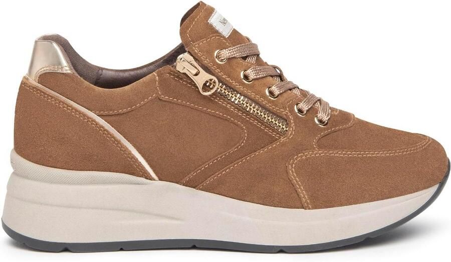 Dames Sportschoenen Lichtbruin Leer Gemaakt in Italië