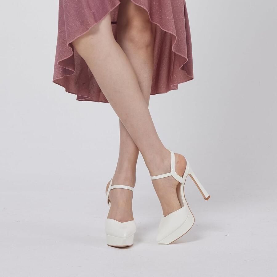 Dames Stiletto Hoge Hakken Platform Patent 5 In Sexy Slip On Platform Hakken Court Schoenen voor Vrouwen UK