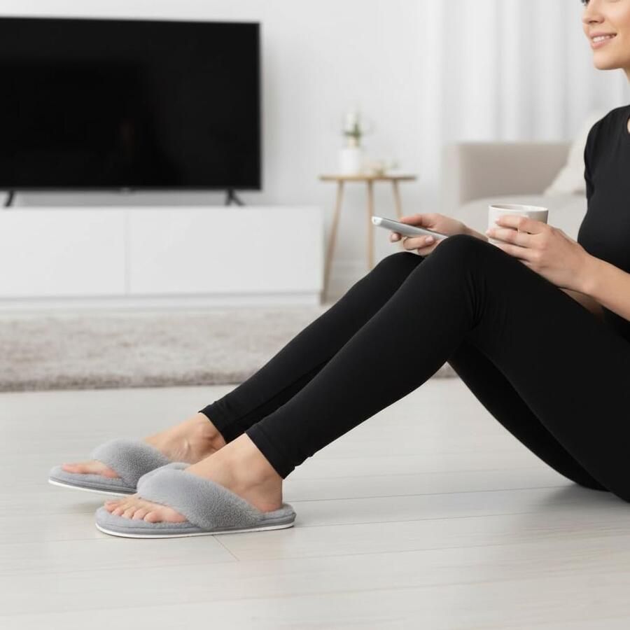 Dames Streep Omdraaien Flop Slippers Met Geheugenschuim Teen Na Dia Zacht En Warm Comfortabel Voor Vrouwen Binnen Met Niet Uitglijden Buitenzool