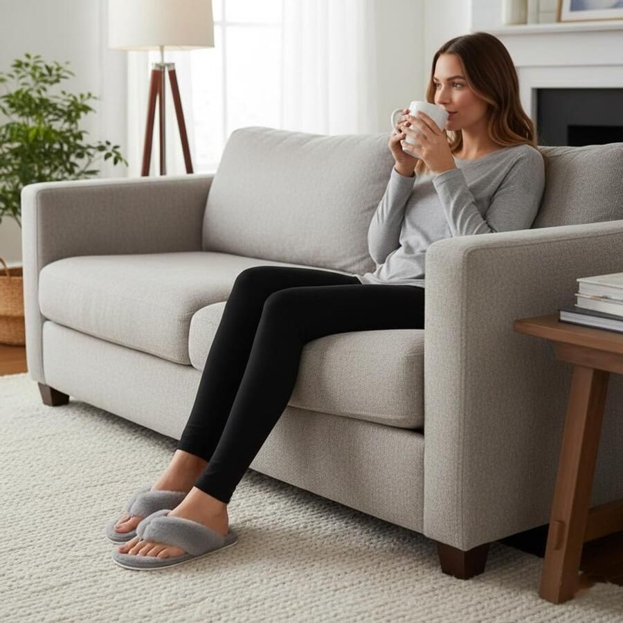 Dames Streep Omdraaien Flop Slippers Met Geheugenschuim Teen Na Dia Zacht En Warm Comfortabel Voor Vrouwen Binnen Met Niet Uitglijden Buitenzool