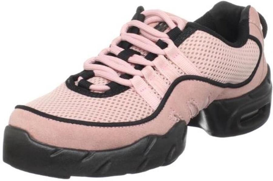 Dames Suède en Mesh Split Sole Dansschoen Roze