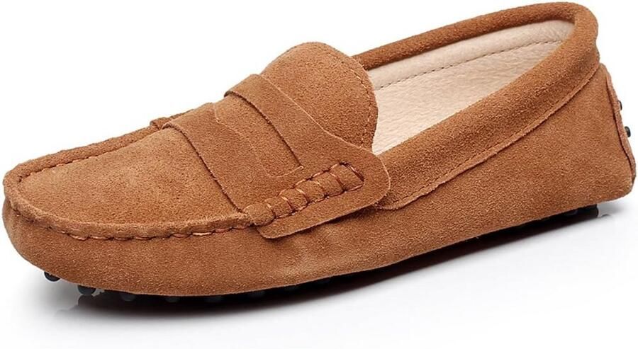 Dames Suède Penny Loafer Vlinderdas Handgemaakt Comfortabel Mocassin Slipper