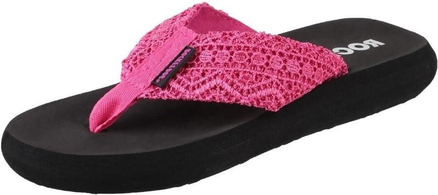 Dames Teenslipper Sandalen met Plateauzool en Glitteraccenten