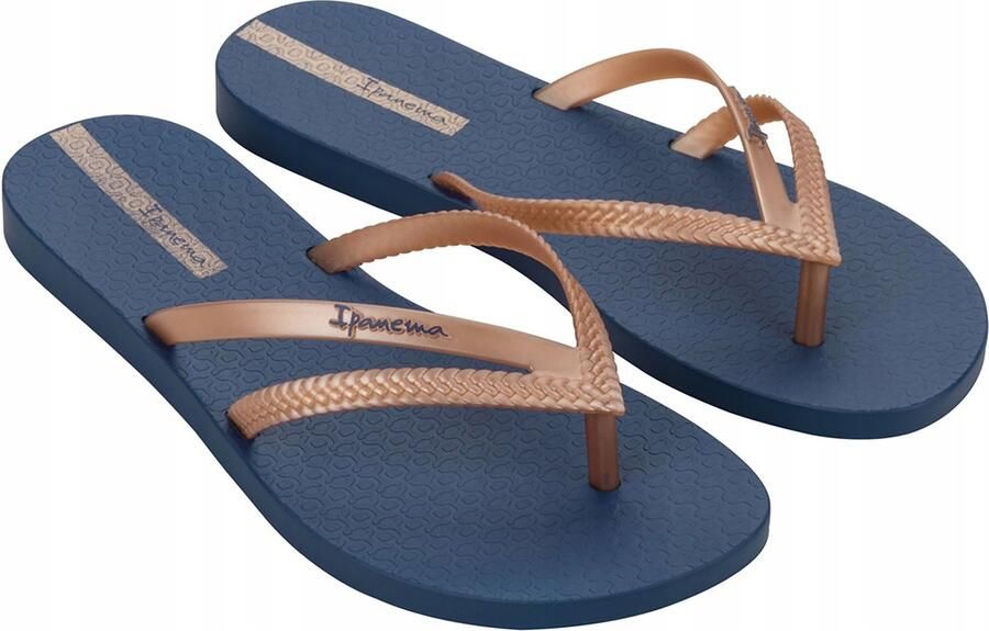 Dames teenslippers blauw metallic roze