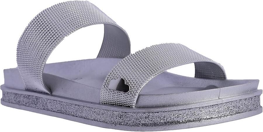 Dames Teenslippers met Glitterzool en Brede Banden Comfortabele Zomer Sandalen