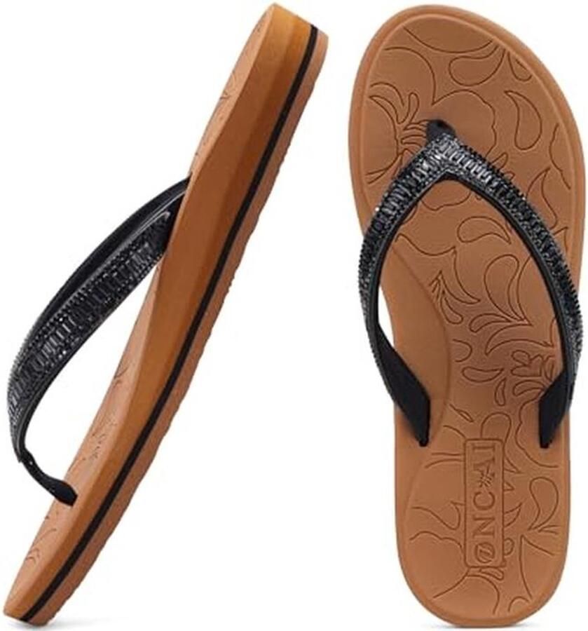 Dames Teenslippers met Strass Comfortabele Sandalen met Ondersteuning en Antislipzolen voor Zomer en Strand