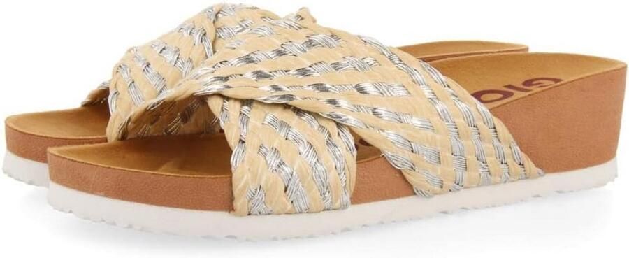 Dames Teenslippers met Twee Bandjes en Zilvere Accent Zomercomfort