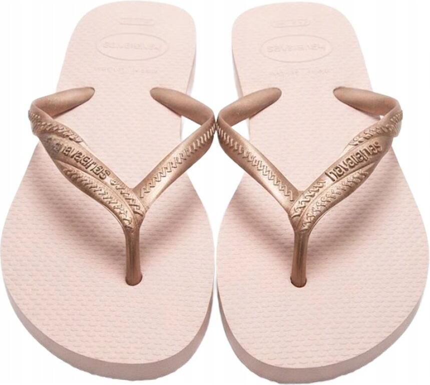 Dames teenslippers roze met bruine bandjes