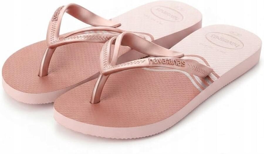 Dames Teenslippers Roze Metallic Logo