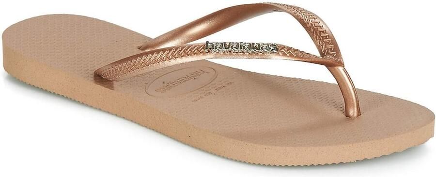 Dames Teenslippers Slim Metallic Logo Comfortabel